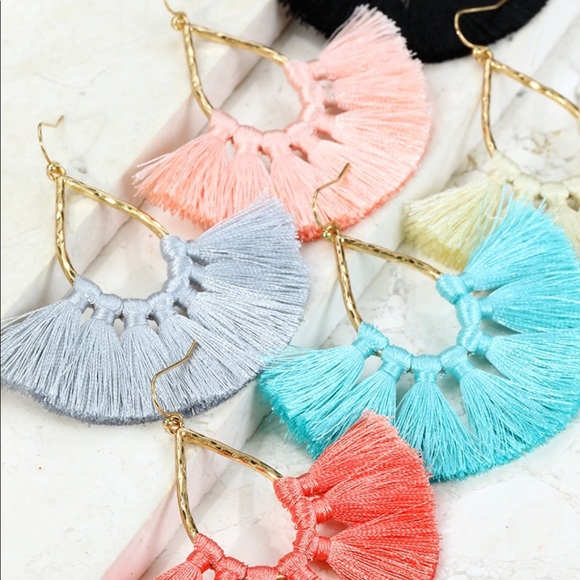 New Tear Drop Tassel Earrings - Picture 2 of 3